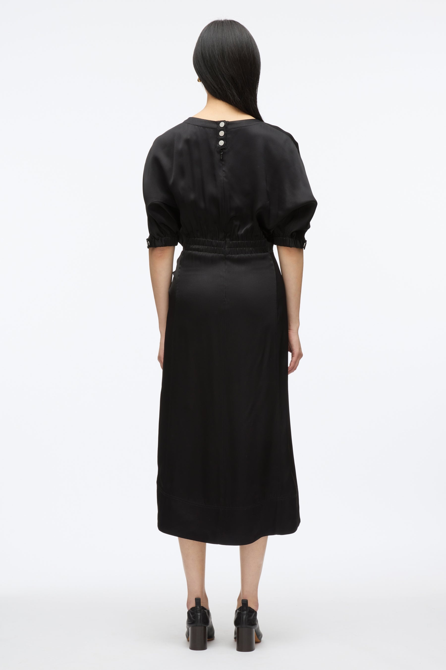 Satin Knotted Drape Dress - 4
