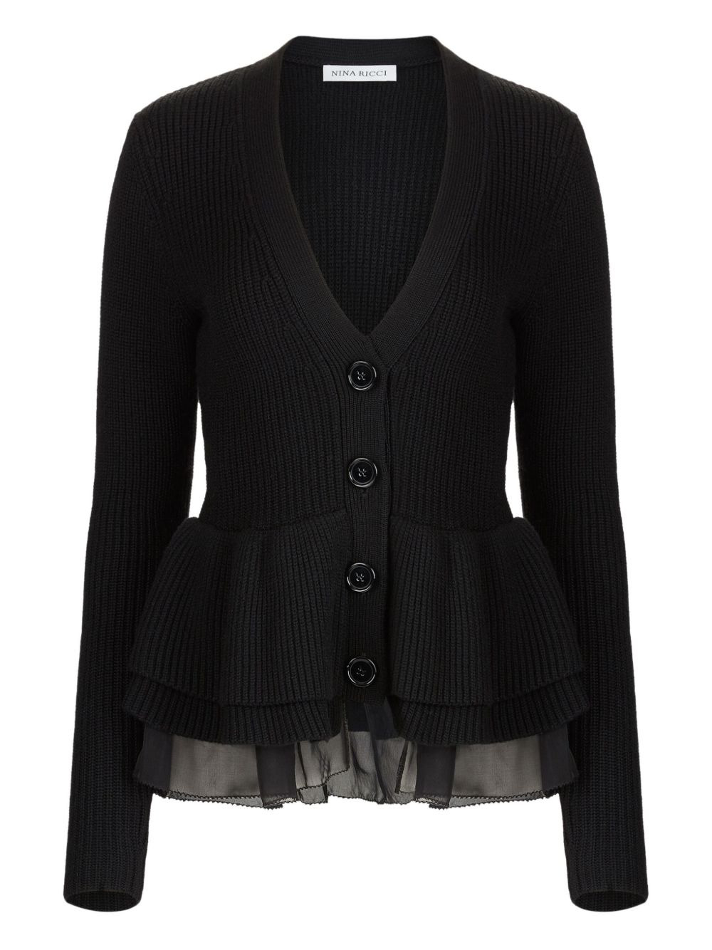 ruffled peplum cardigan - 1