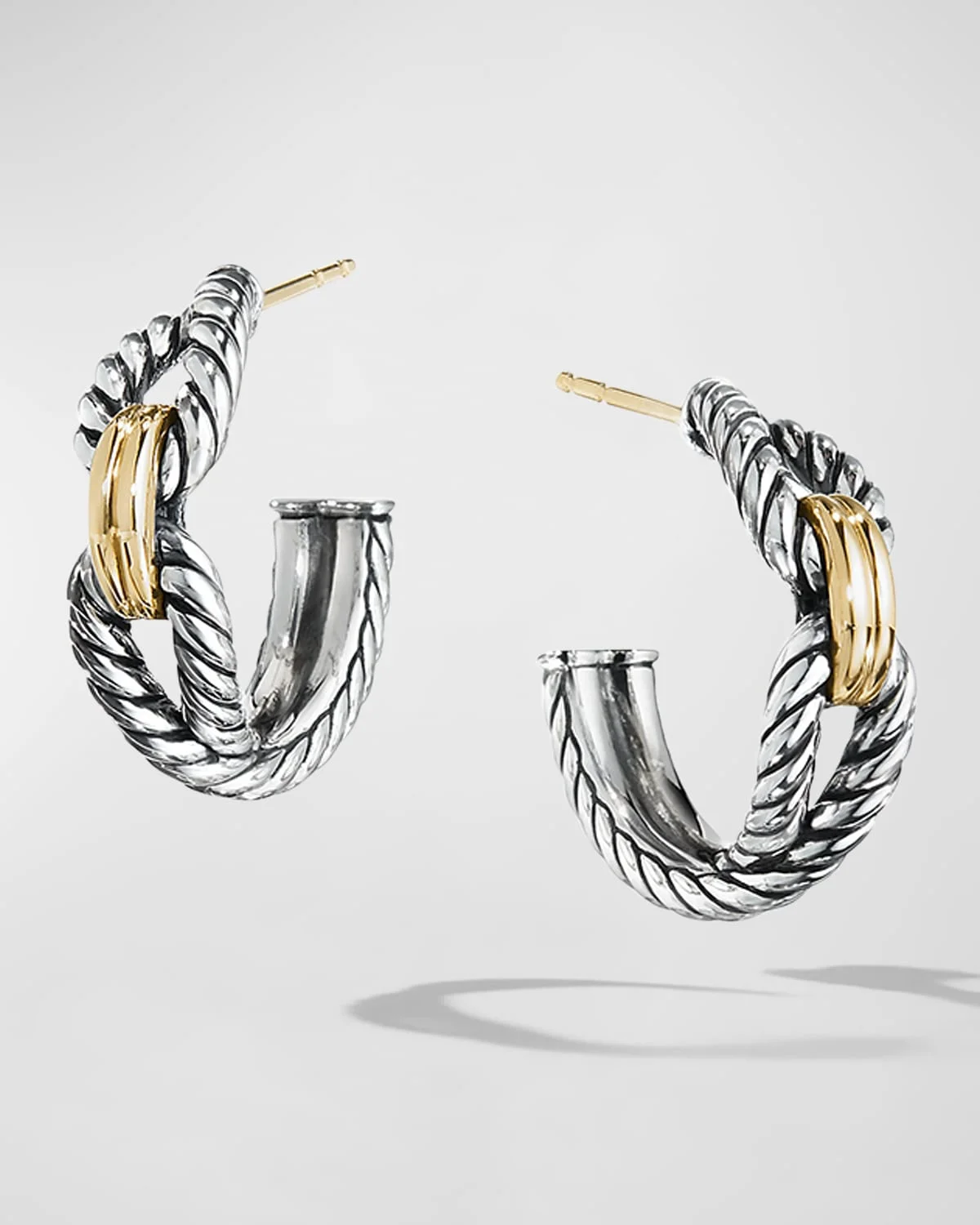 Crossover Hoop Earrings in Silver with 18K Gold, 22mm - 1