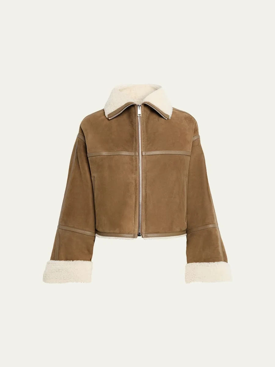 Suede Merino Lambskin Cropped Jacket - 1