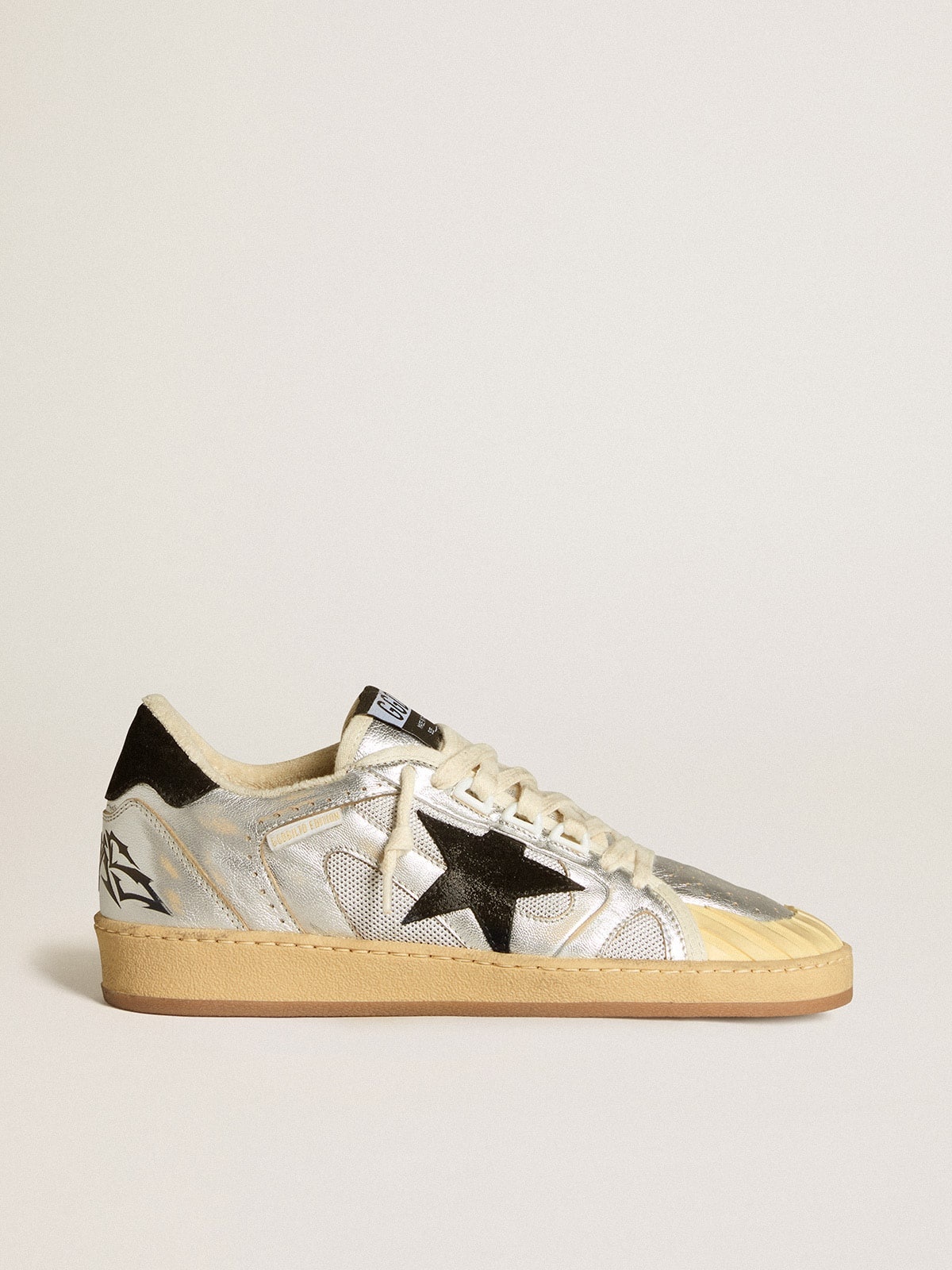 Ball Star LAB in silver leather with black suede star and heel tab - 1