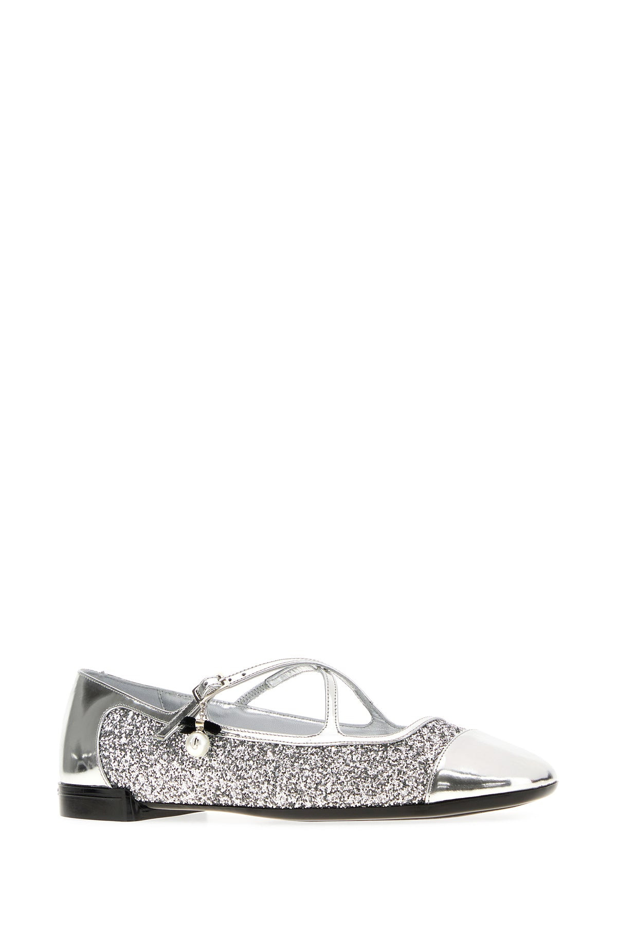 Silver leather and fabric Eleri ballerinas - 2
