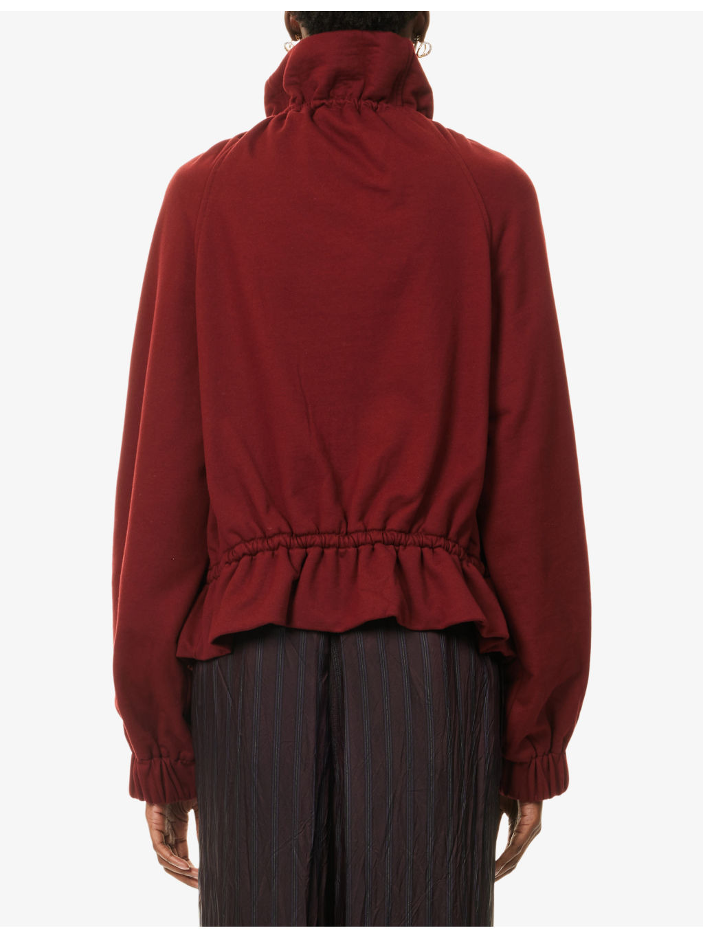 Ruffled Raglan-Sleeves Cotton-Jersey Jacket - 4