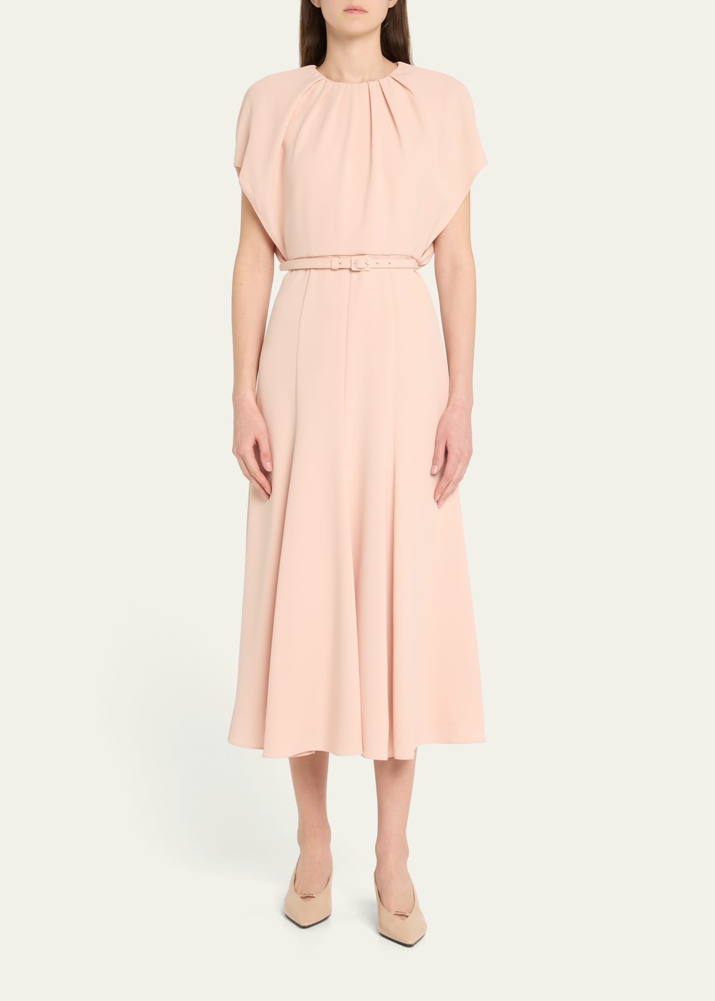 Gathered Neck Light Cady Belted Dress - 2