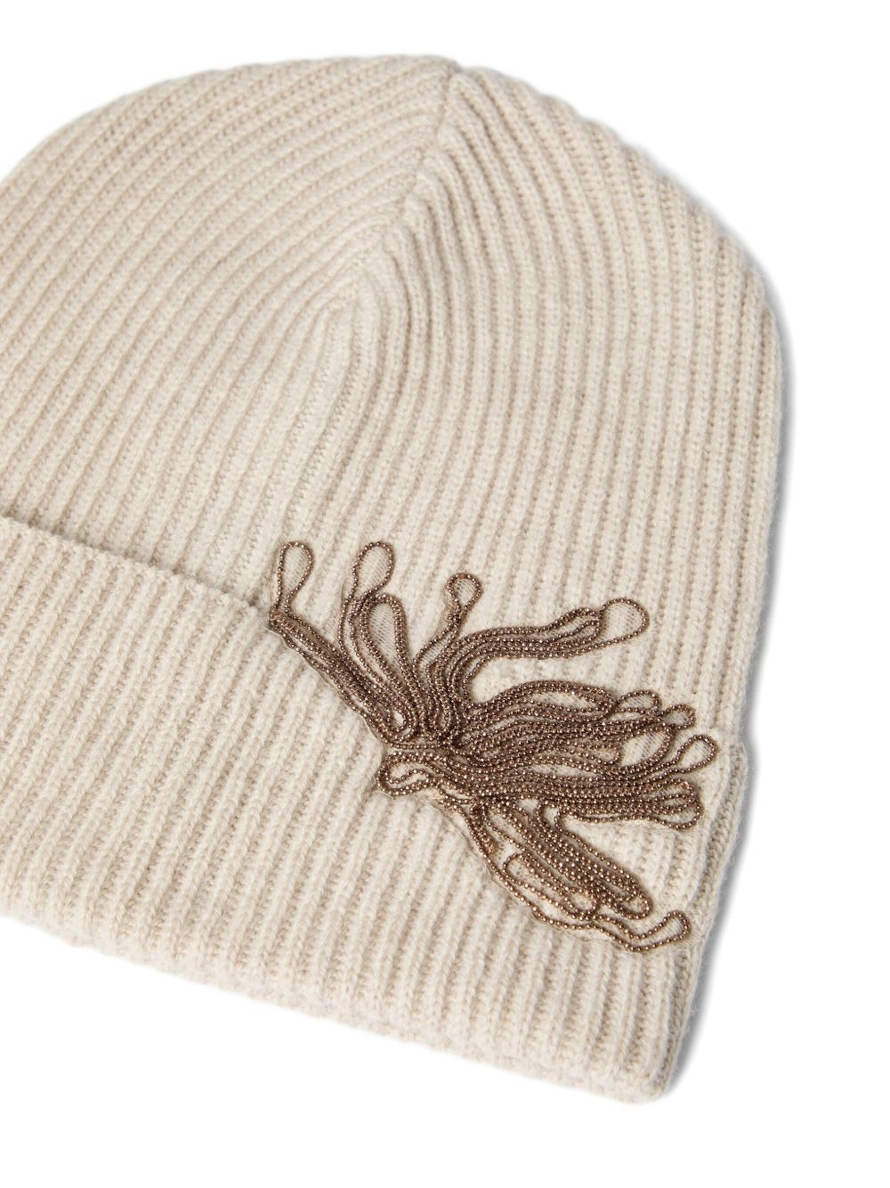 ribbed chain-embellished beanie - 2