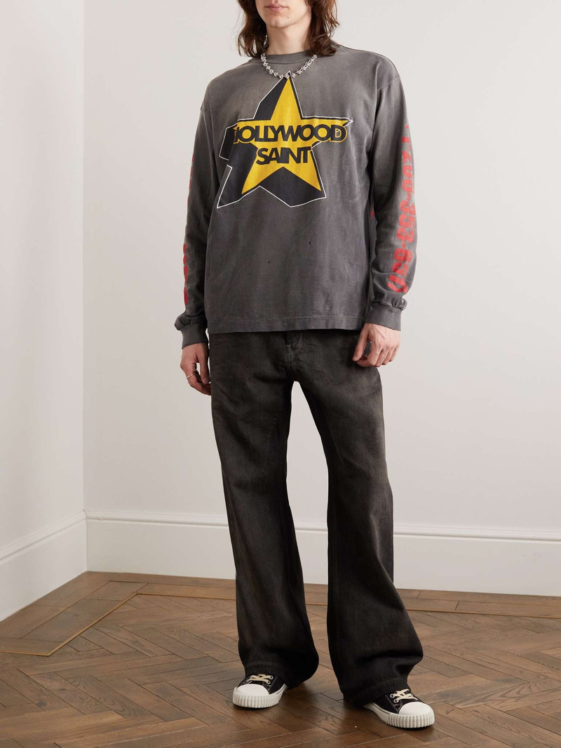 SAINT M×××××× Printed Distressed Cotton-Jersey T-Shirt outlook