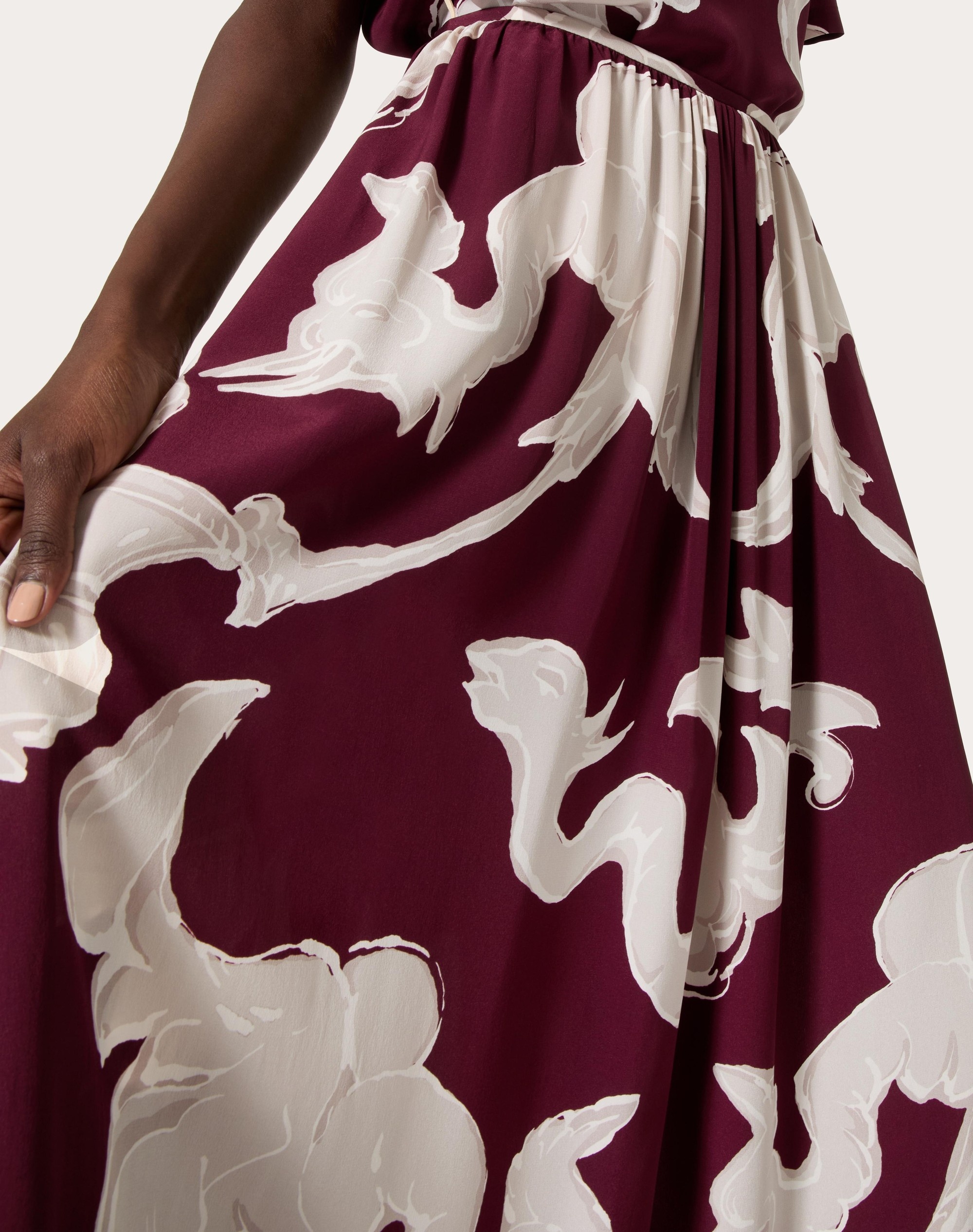 METAMORPHOS GRYPHON ALLOVER CREPE DE CHINE MIDI SKIRT - 5