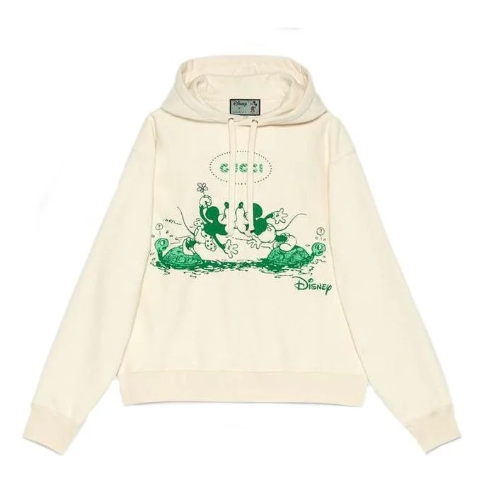 Gucci x Disney Mickey Minnie Printed Logo Hooded Long-Sleeved Sweater For Men Beige 604218-XJB7A-990 - 1
