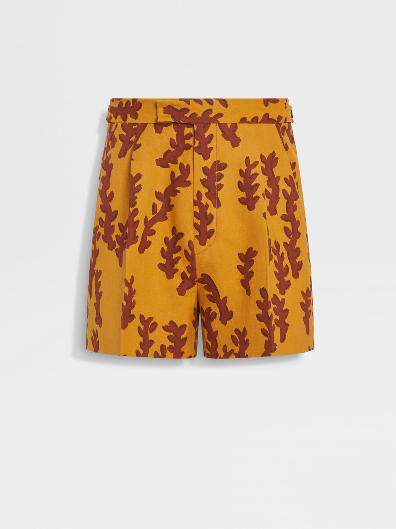 OCHRE AND BRICK RED OASI LINO SHORTS 1