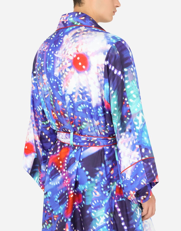 Silk illumination-print robe - 5