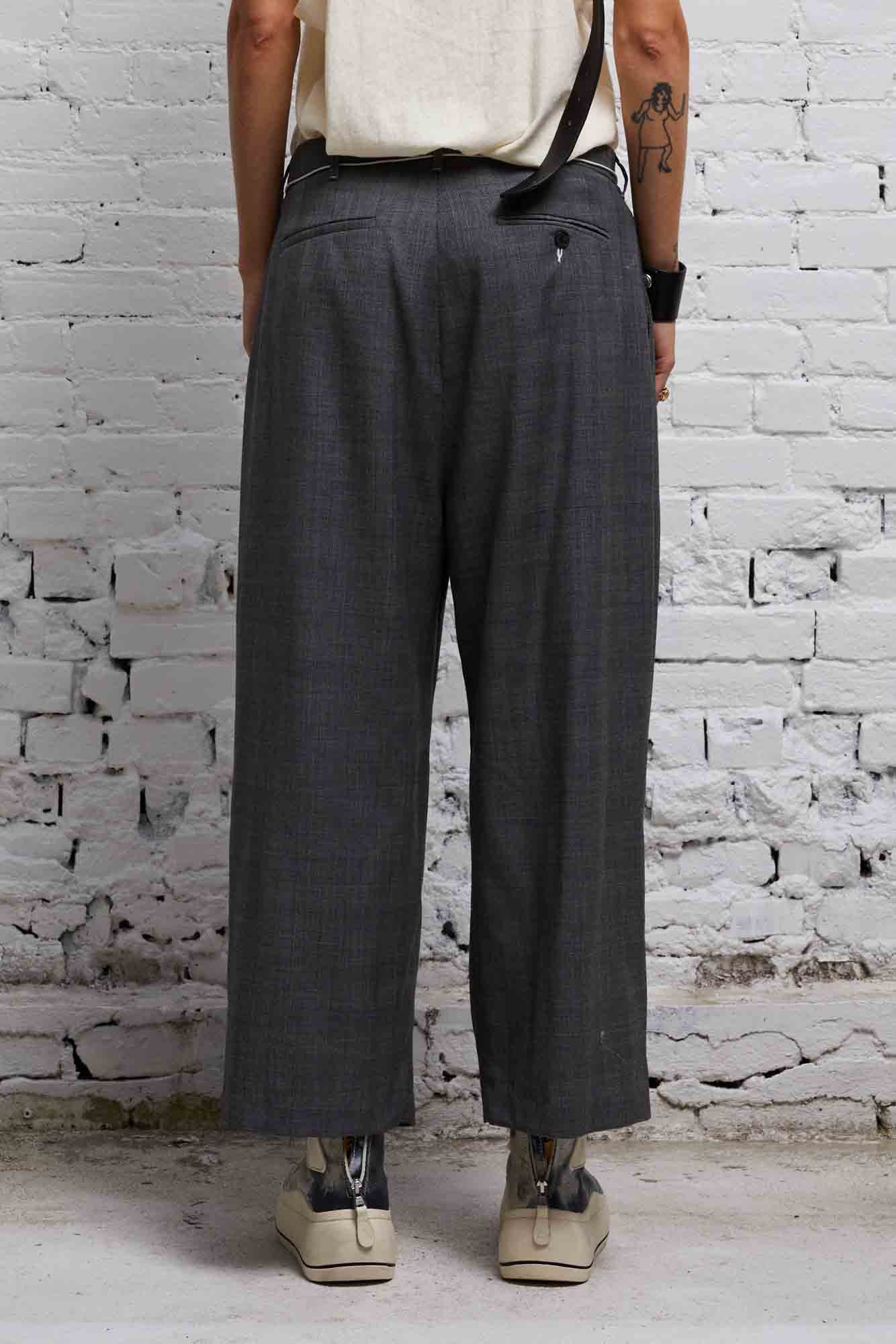 CROPPED WIDE LEG TROUSER - DARK GLEN PLAID - 5
