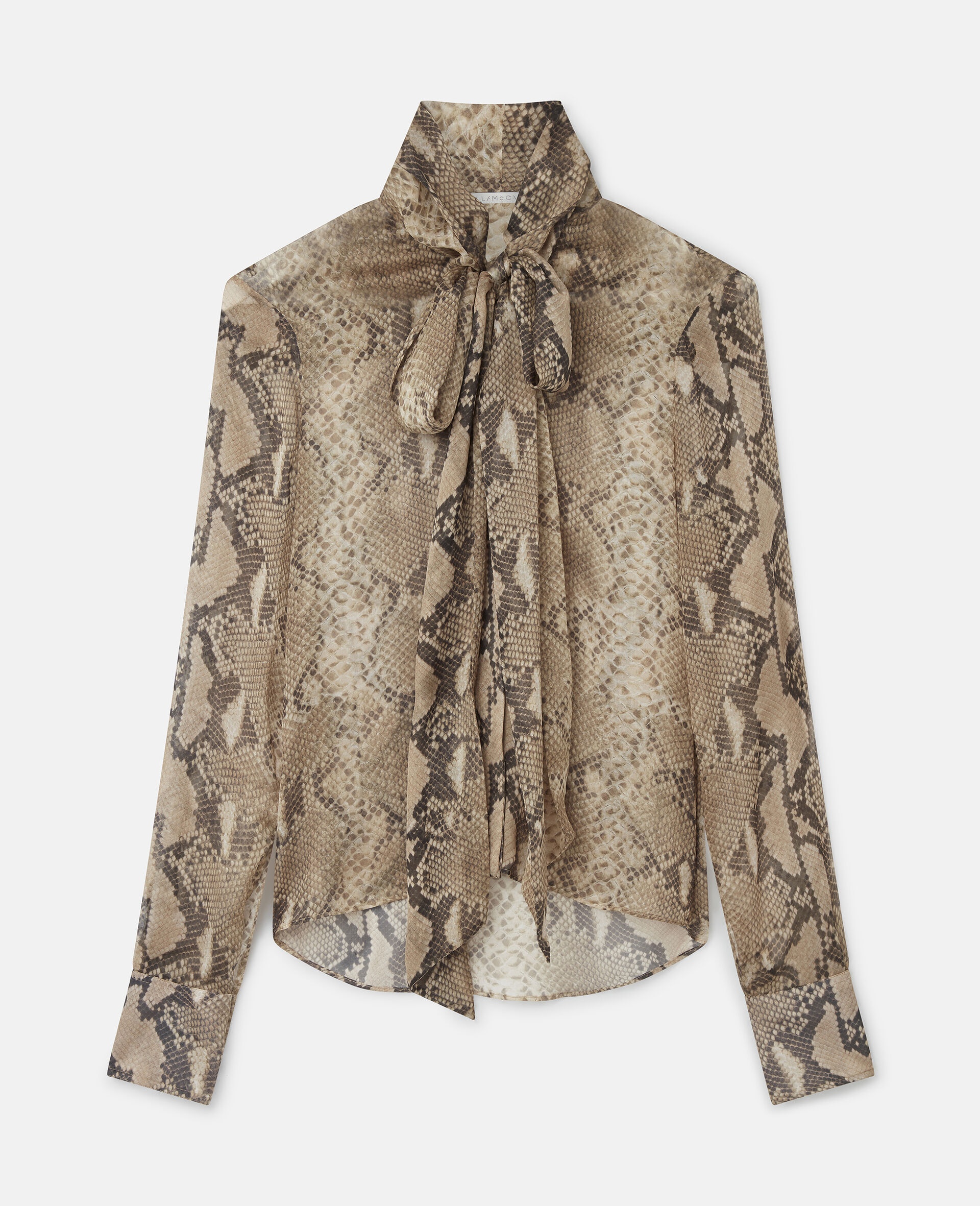 Python Print Silk Chiffon Pussybow Shirt - 1