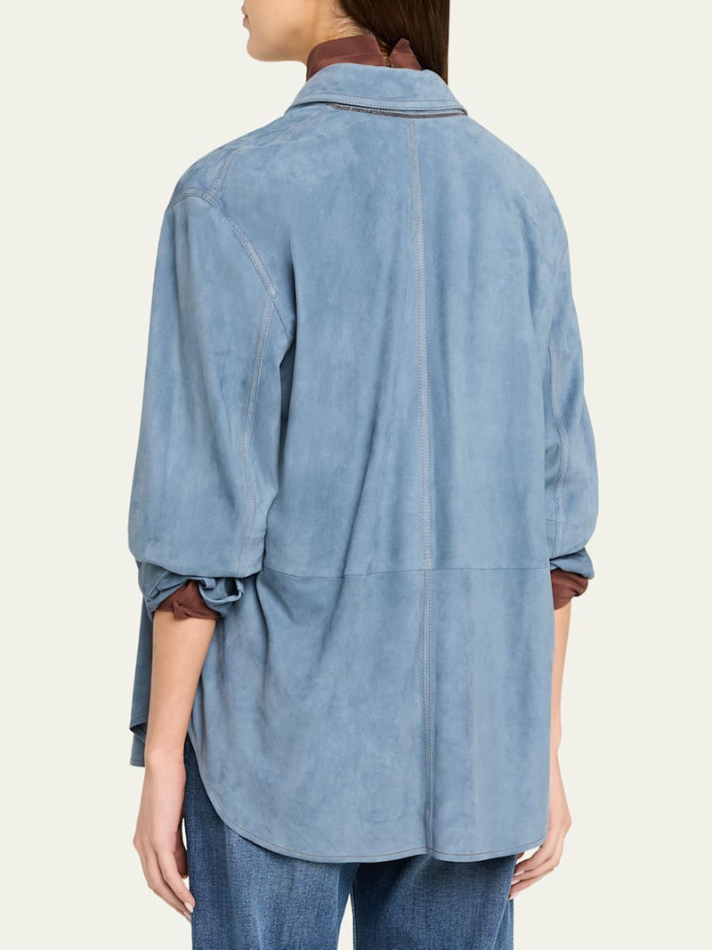 Suede Long Sleeve Snap Button Shirt 3