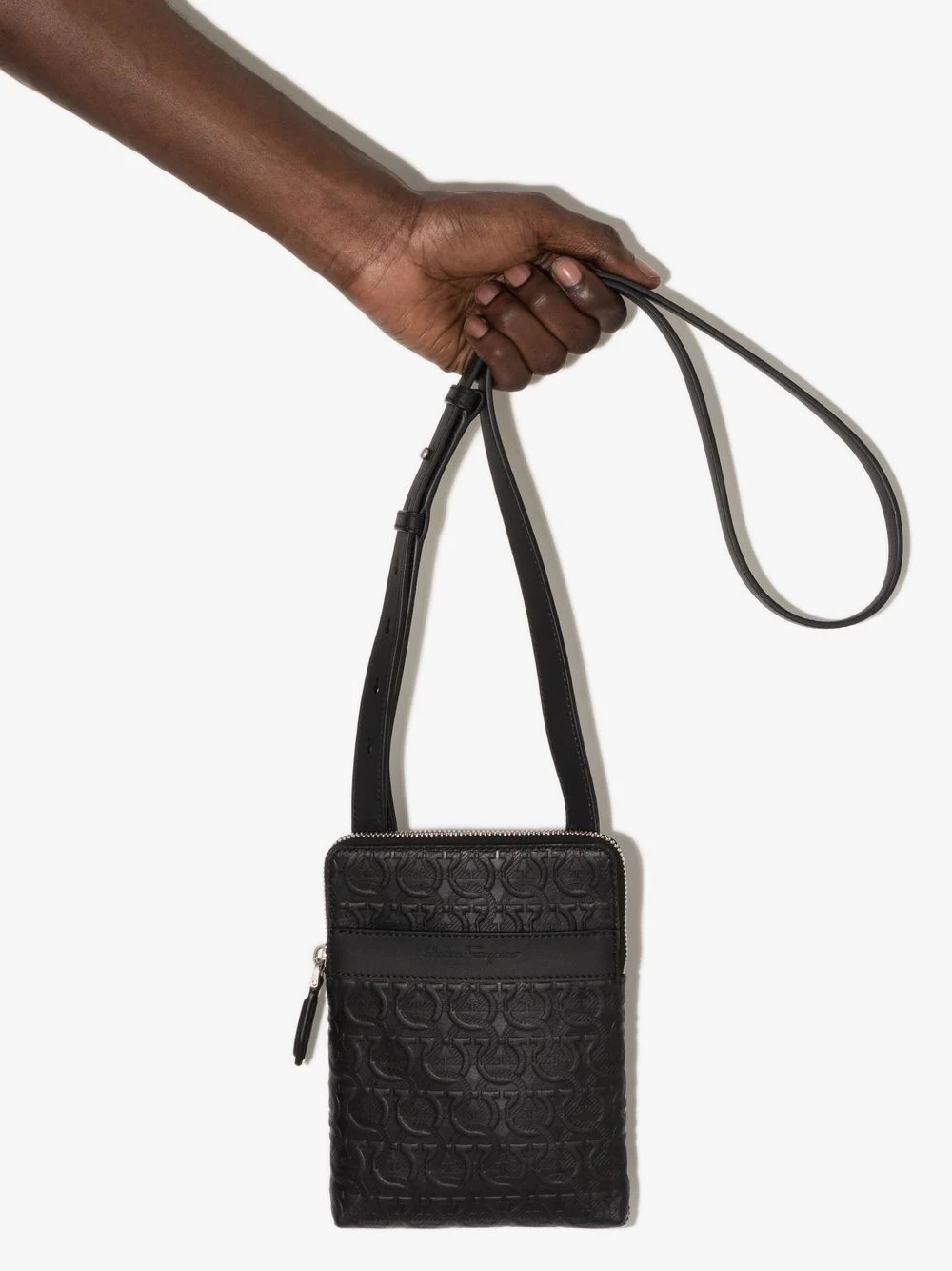 Gancini embossed messenger bag - 4