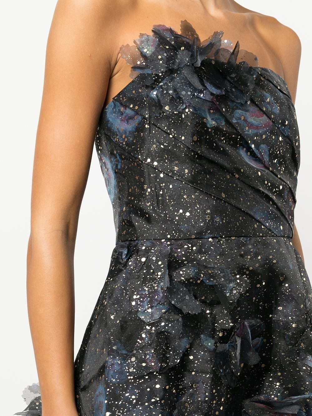 STRAPLESS FOILED PRINTED ORGANZA COCKTAIL - 3
