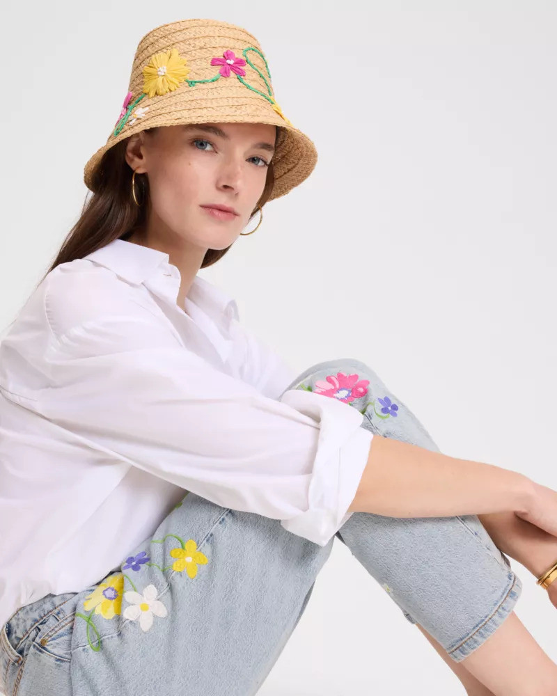 kate spade Floral Embroidered Sunhat outlook