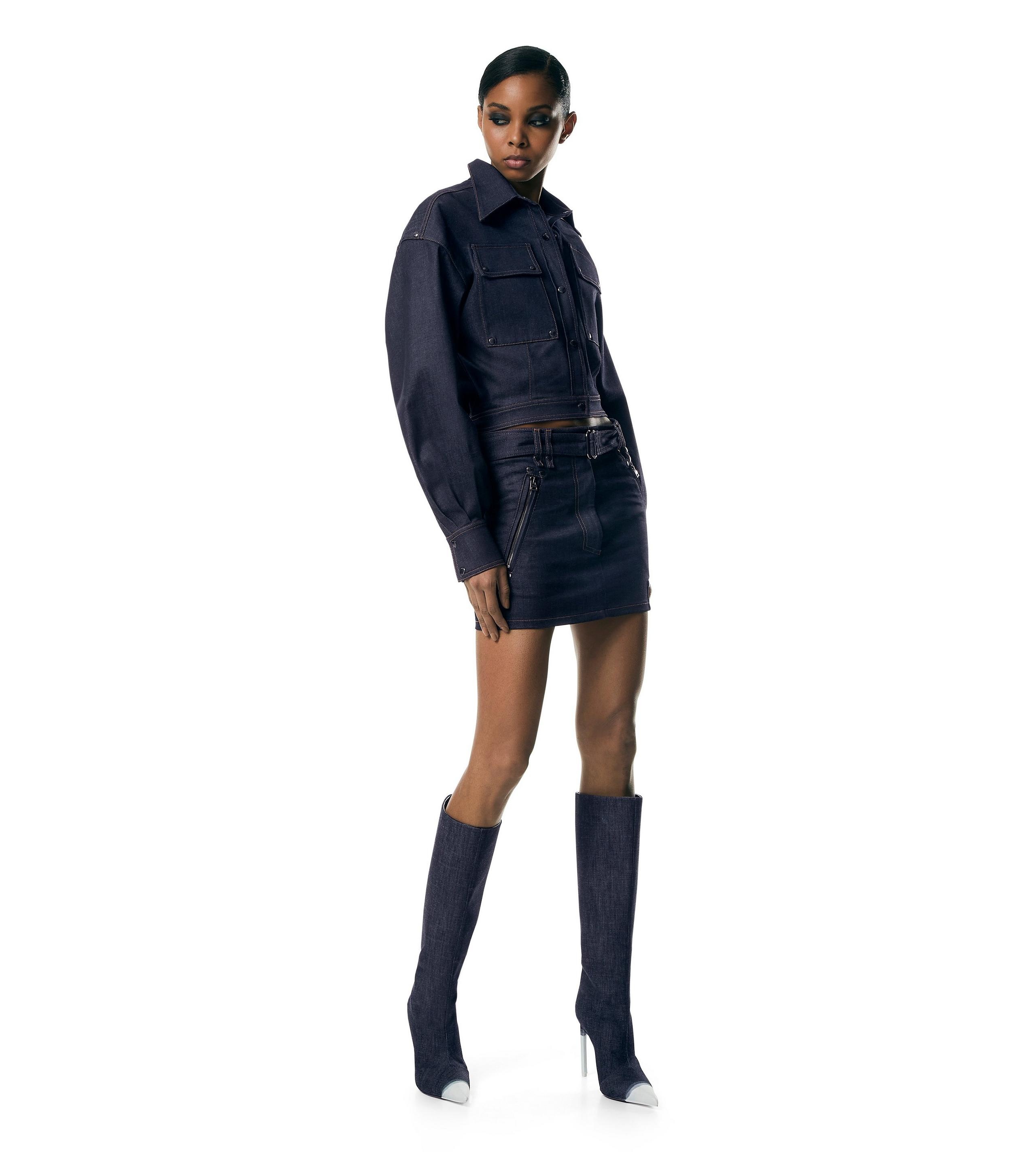 LIGHTWEIGHT DENIM BELTED MINI SKIRT - 3