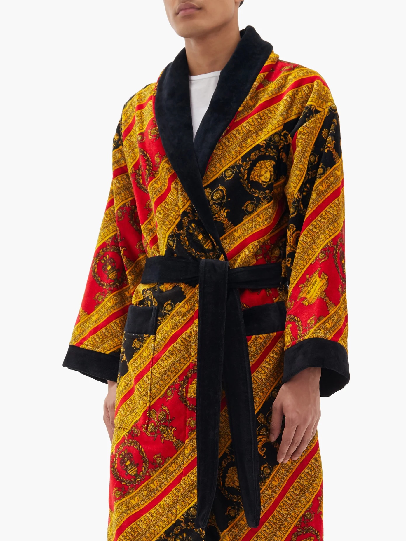 Baroque-print cotton bathrobe - 6