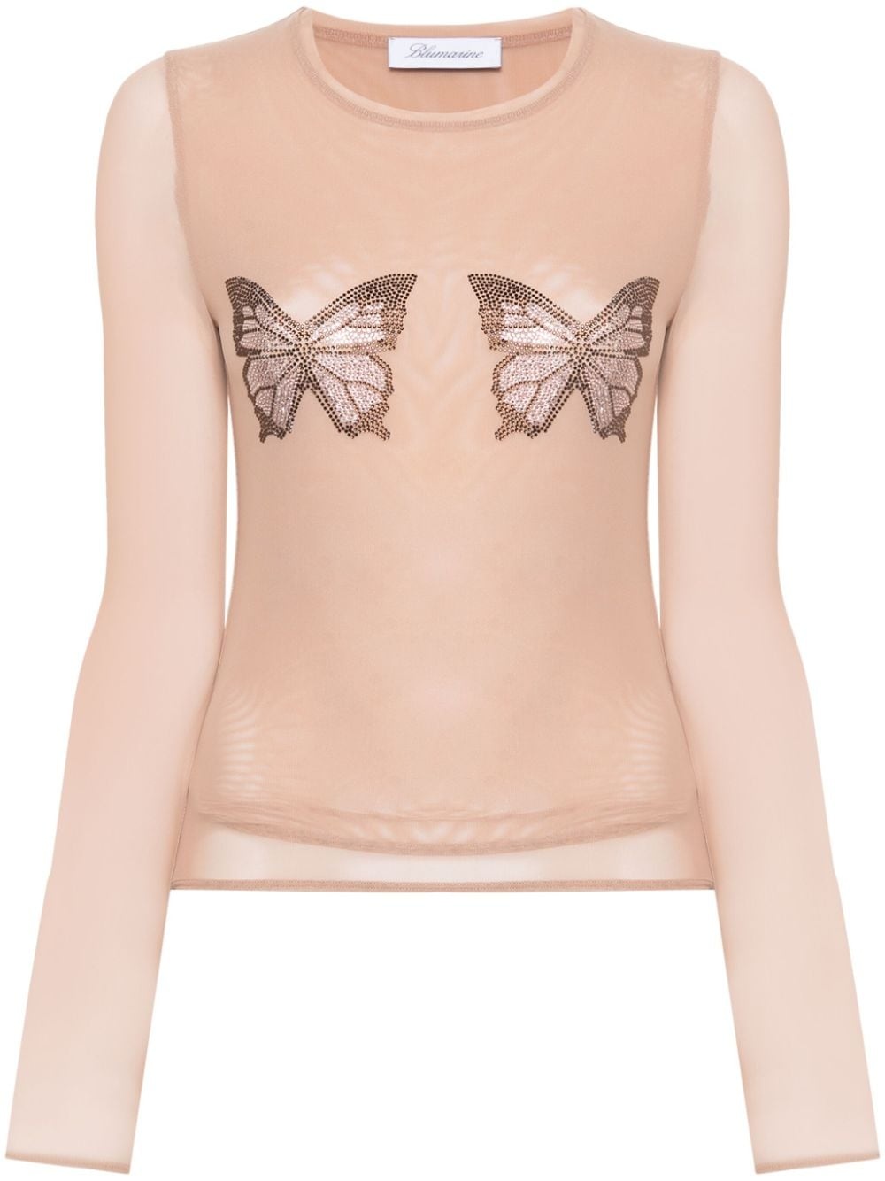 crystal-butterfly tulle T-shirt - 1