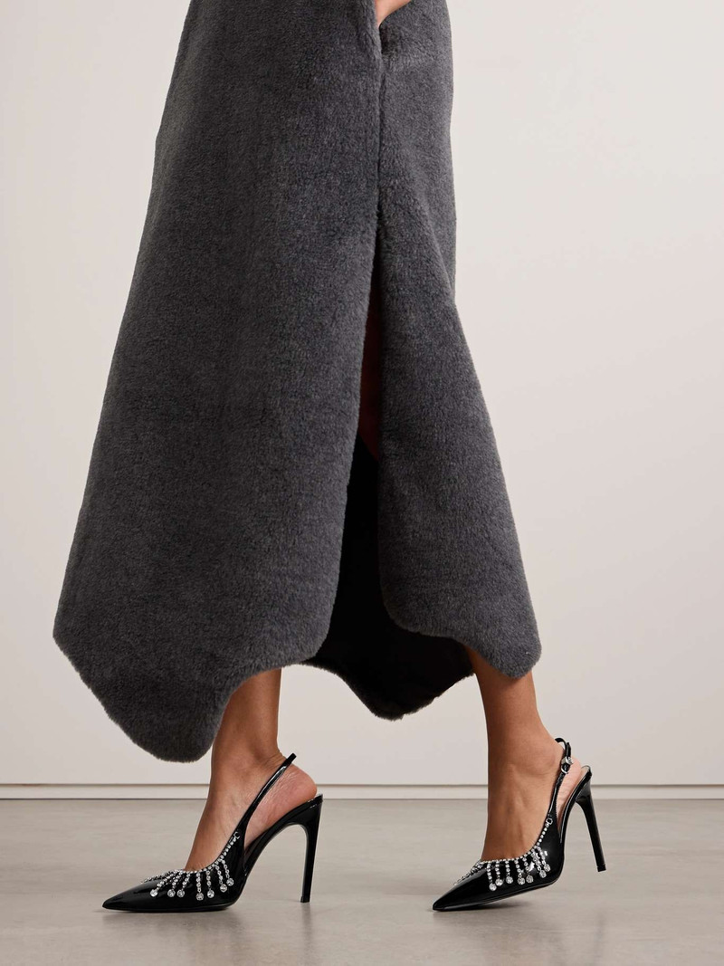 GUCCI Guinevere crystal-embellished patent-leather slingback pumps outlook