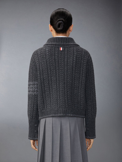 Thom Browne Merino Wool Chunky Links Stitch 4-Bar Polo Cardigan Jacket outlook