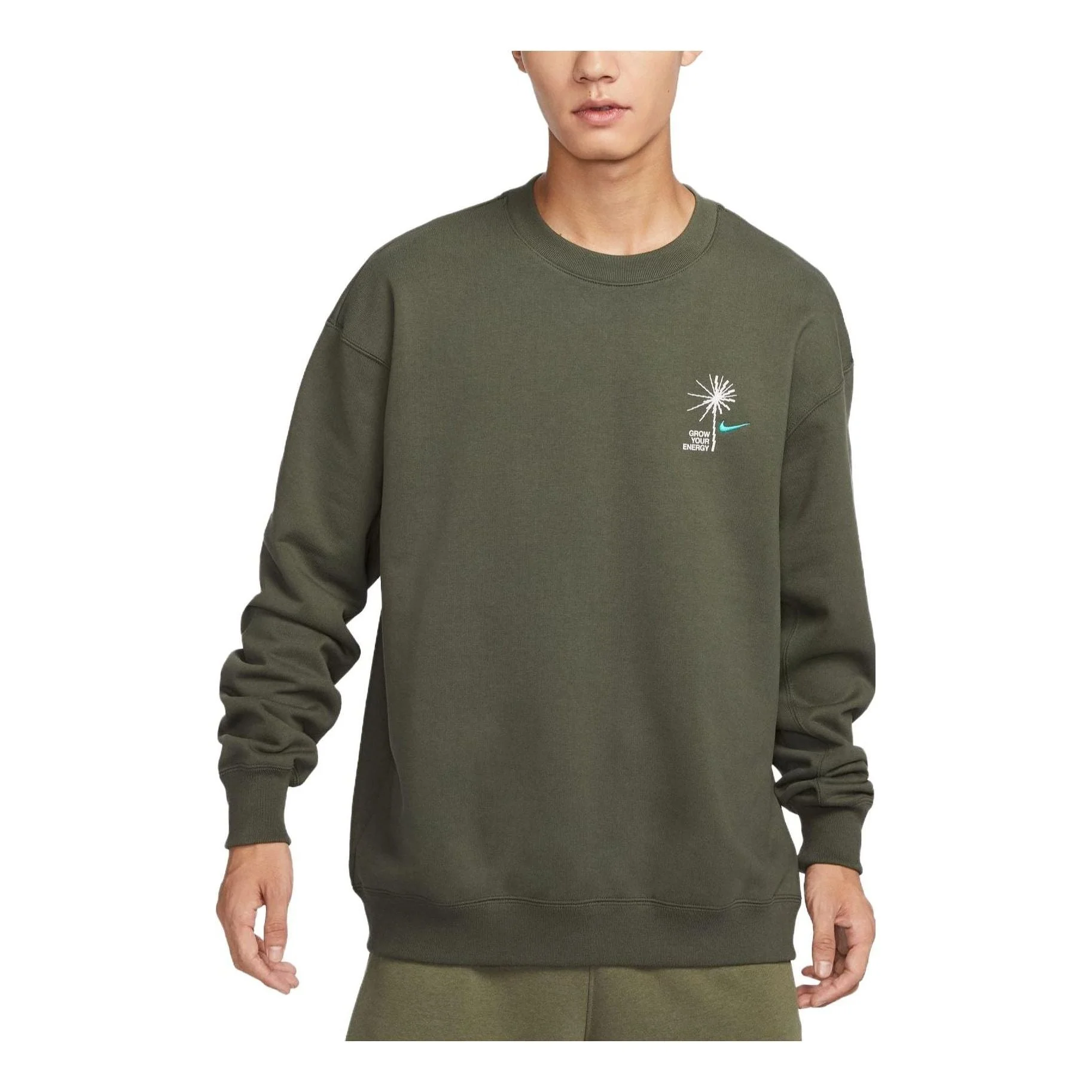 Nike Grow Your Energy Small Logo Crewneck 'Army Green' FV8457-325 - 1