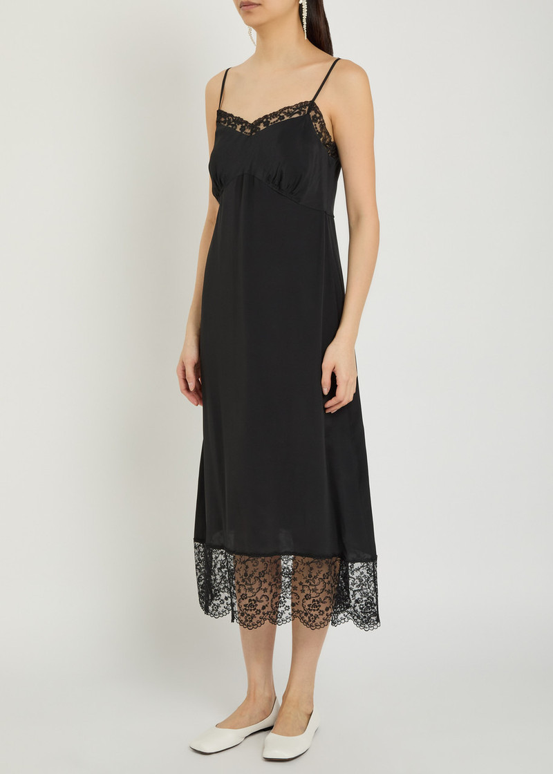 Simone Rocha Simone Rocha Lace-trimmed Crepe-de-chine Midi Dress outlook