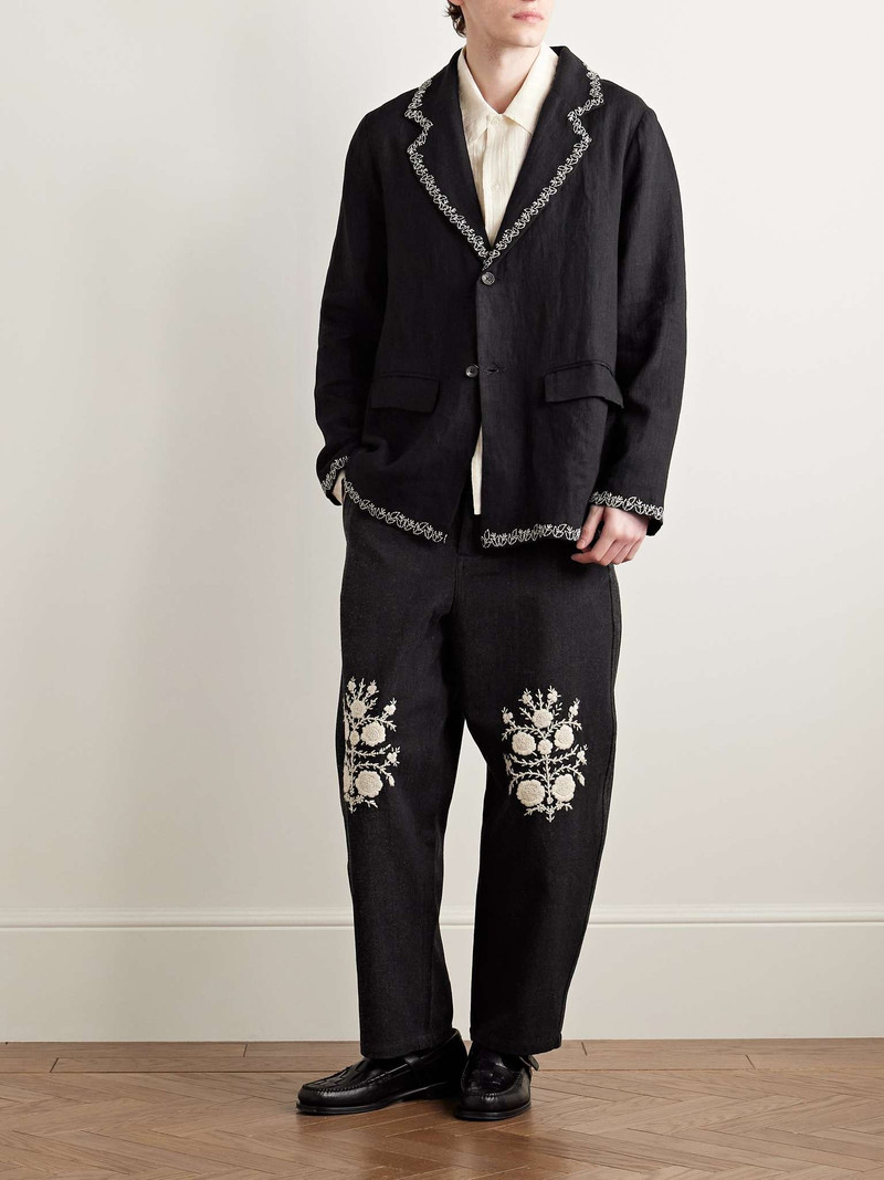 KARTIK RESEARCH Unstructured Embroidered Linen Blazer outlook