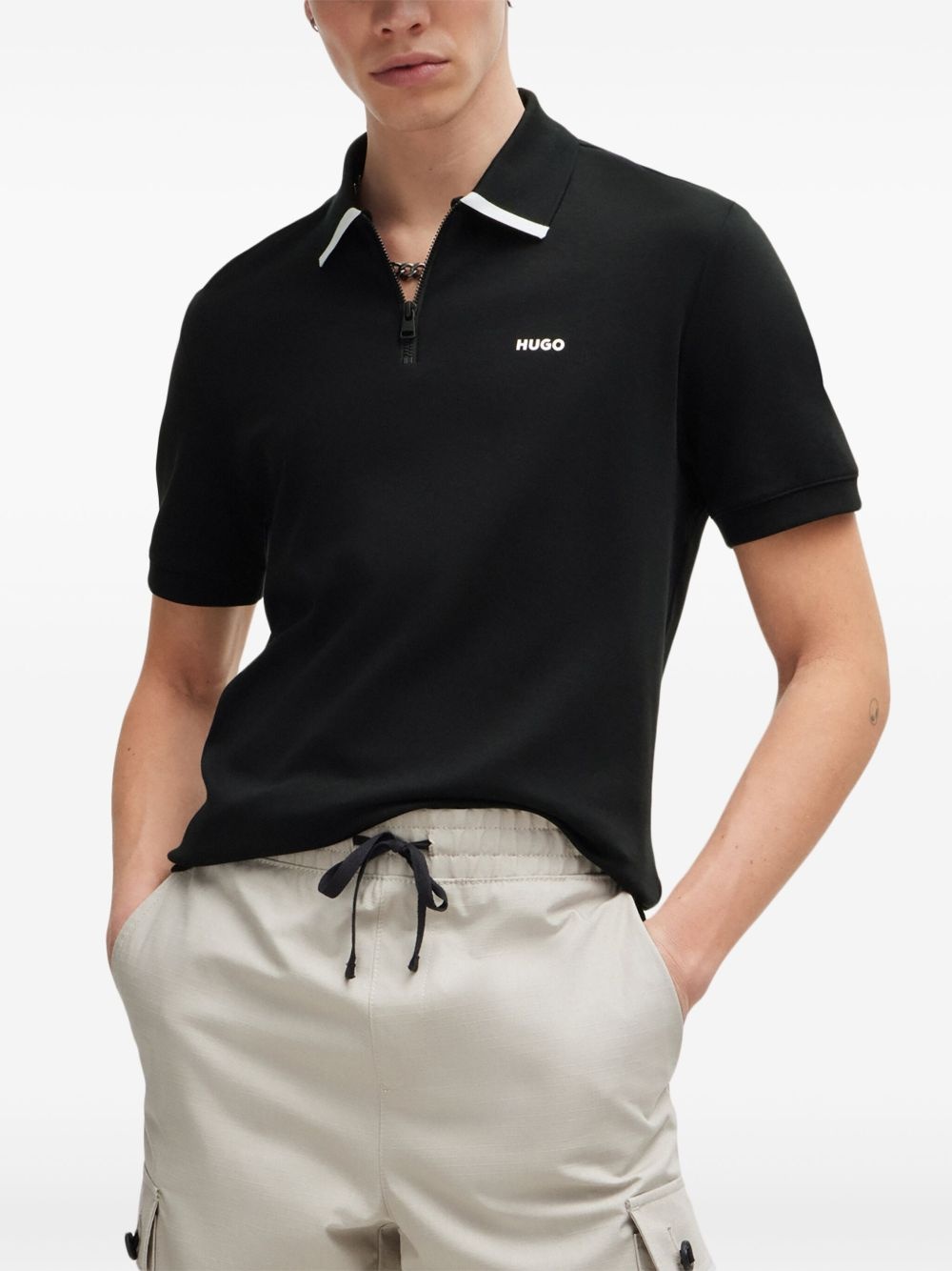 logo-print cotton polo shirt - 3