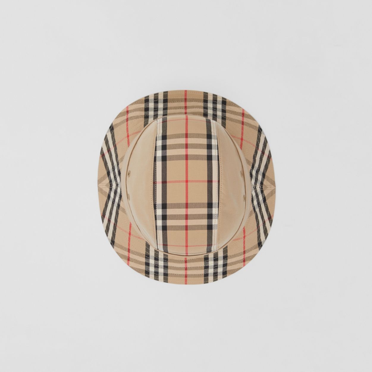 Vintage Check Panel Cotton Gabardine Bucket Hat - 5