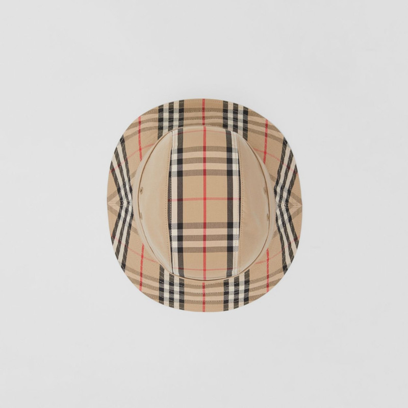 Vintage Check Panel Cotton Gabardine Bucket Hat 5