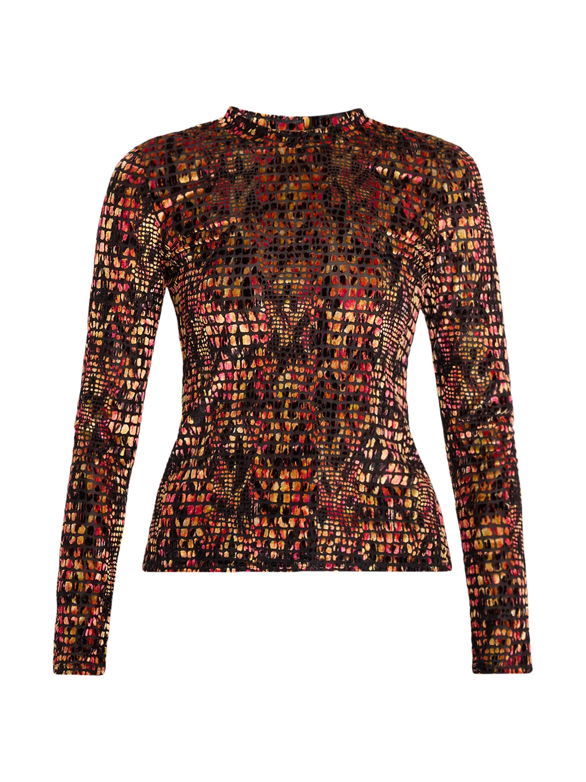 Women's Hugo Burnout Velvet Top - Red Mosaic - 1
