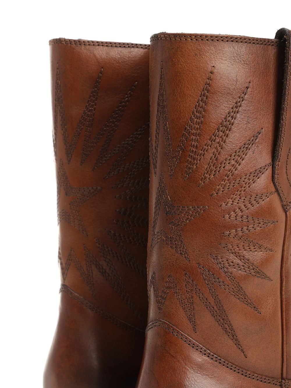 Wish Star Low With Embroideries Leather Upper Boots Brown - 6