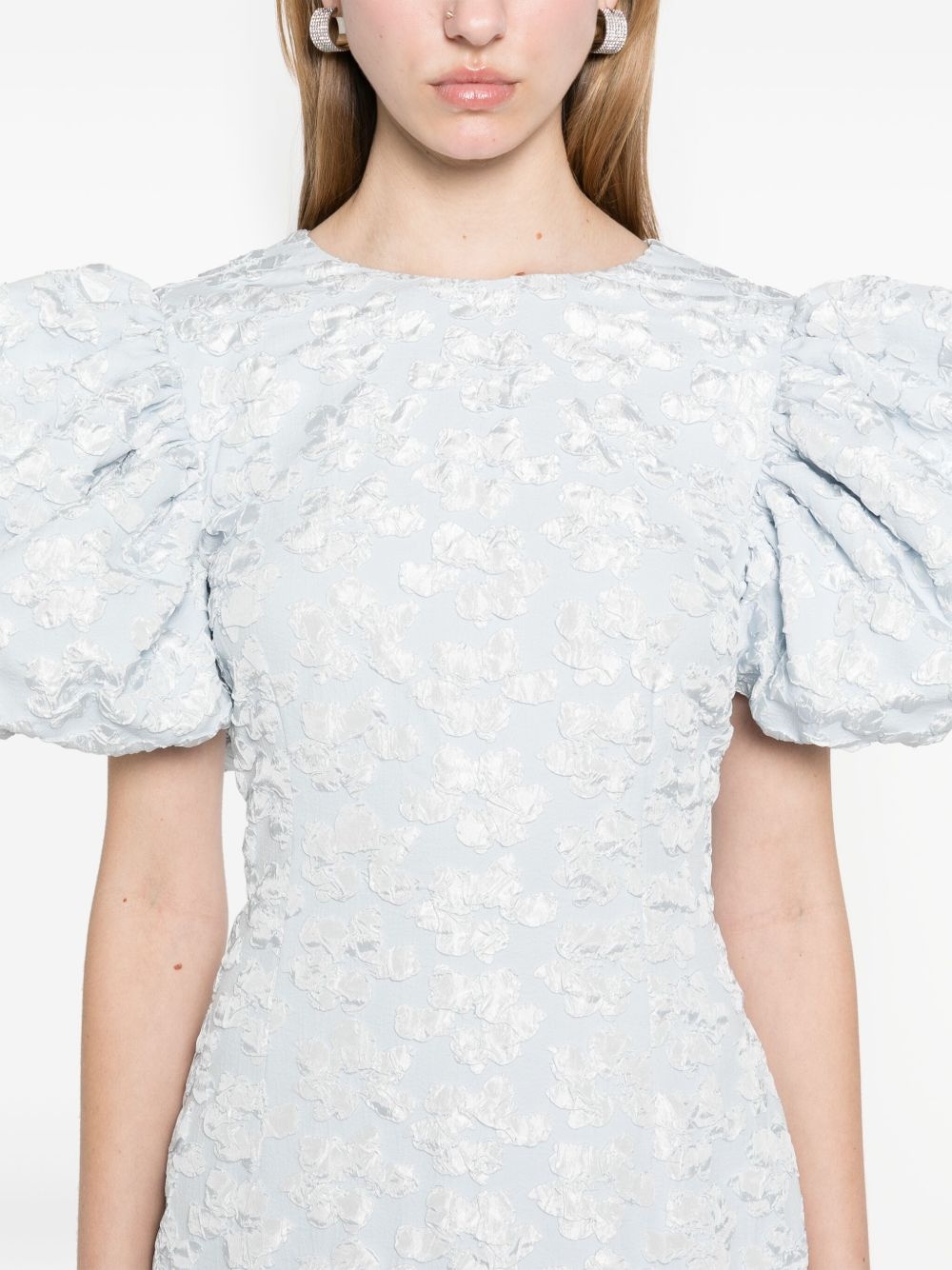jacquard puffy midi dress - 5