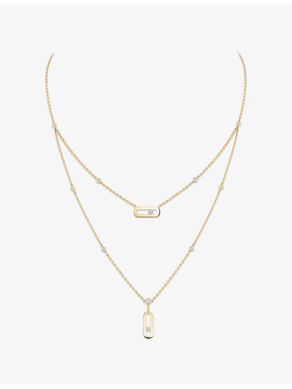 Move Uno 2-Row 18ct Yellow Gold And 0.03ct Diamond Necklace - 1