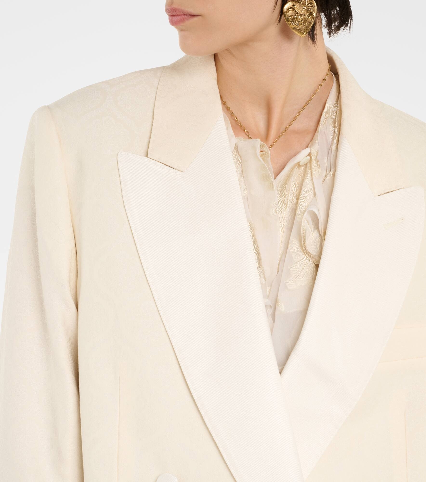 Floral cotton and wool jacquard blazer - 4