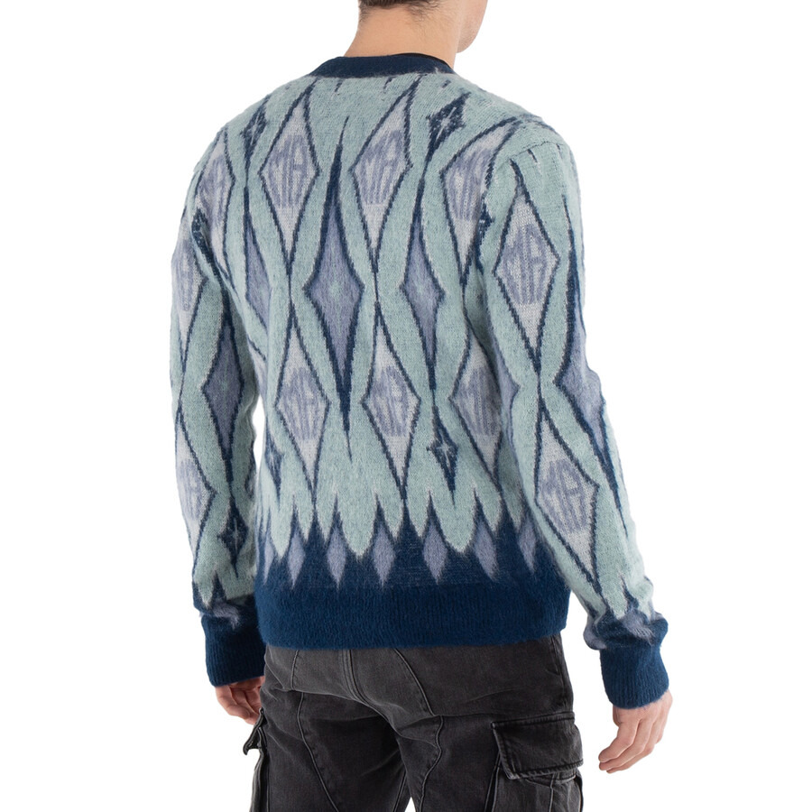 Amiri Argyle Mohair Knit Cardigan - 3