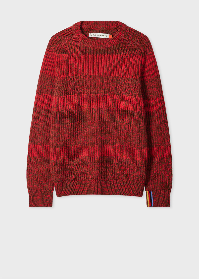 Paul Smith loves Barbour - Rosette Red Saddle Crew Neck Sweater 1