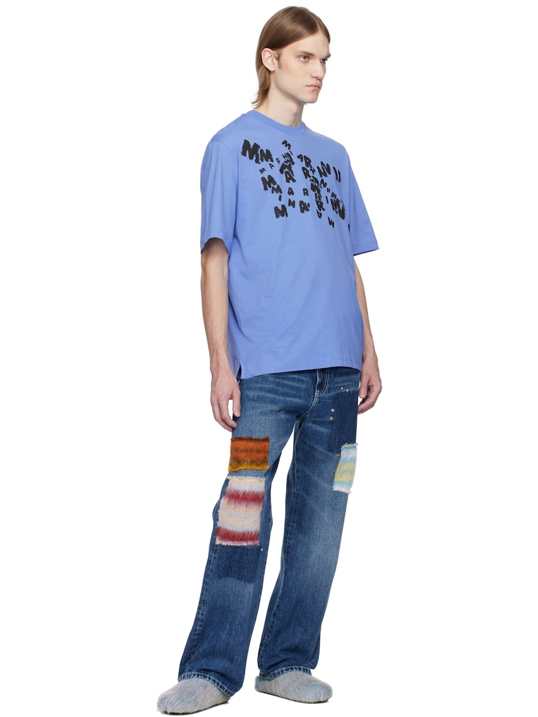Blue 'Marni' Caos Logo T-shirt - 4