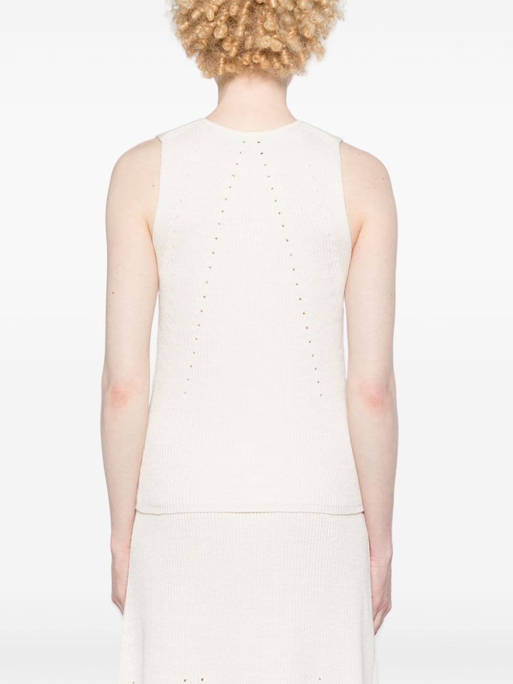 ribbed linen-blend vest - 4