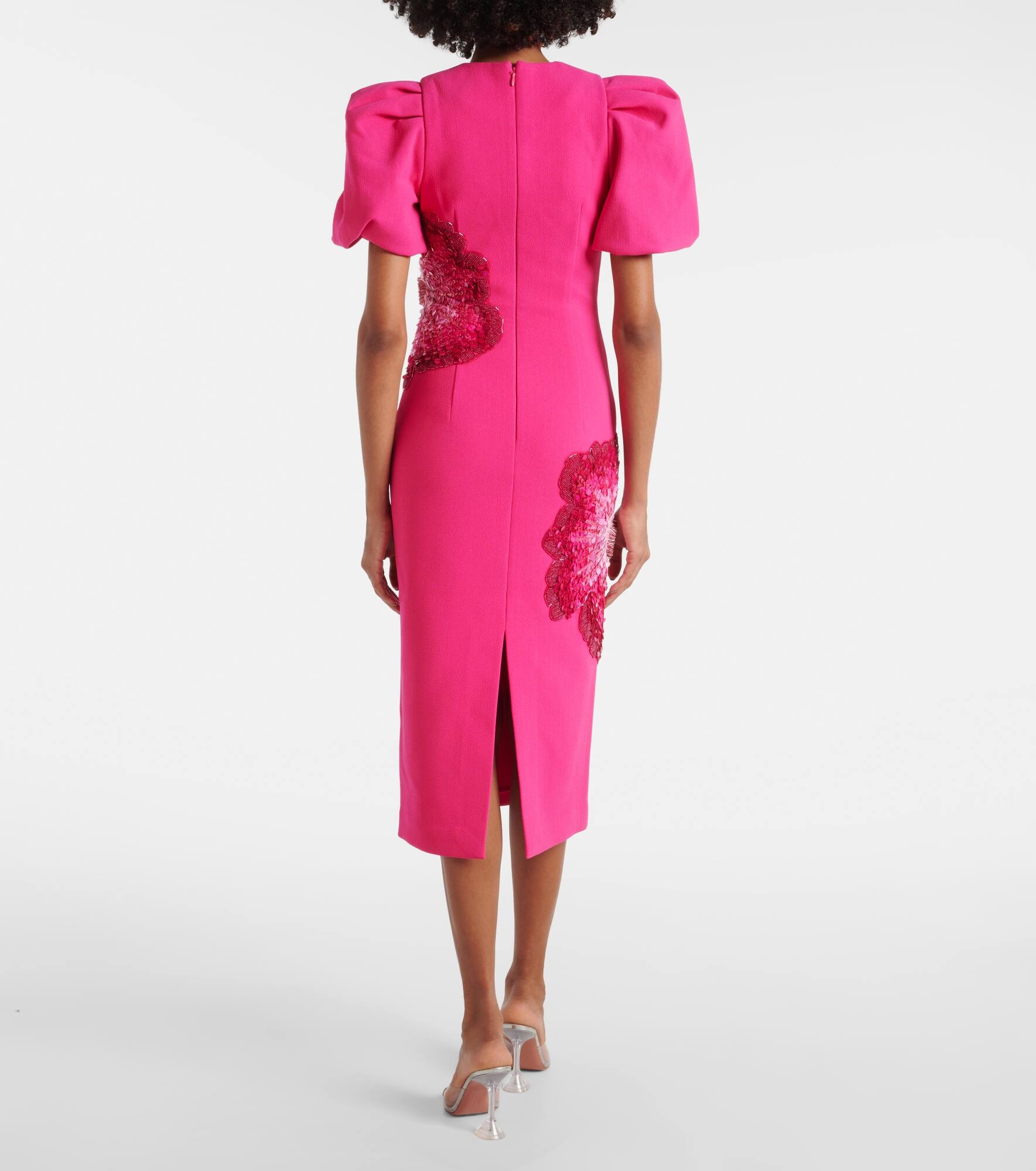 Layana puff-sleeve embellished midi dress - 3