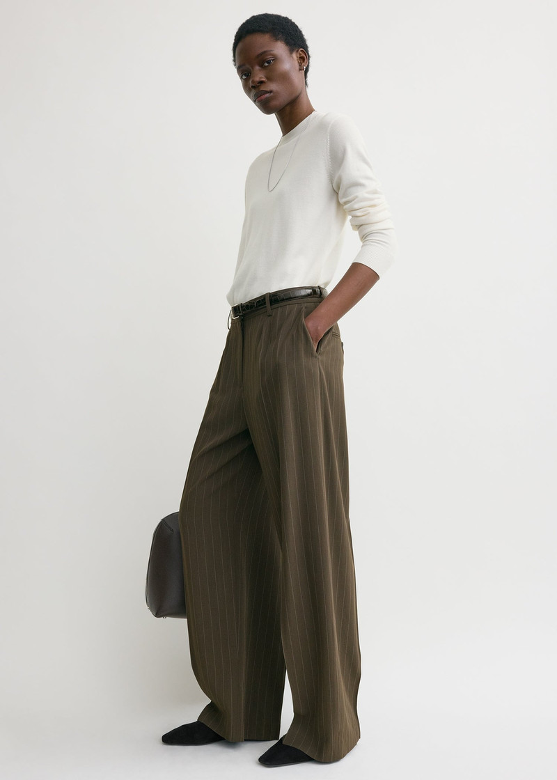 Totême Wide pinstriped trousers pepper outlook