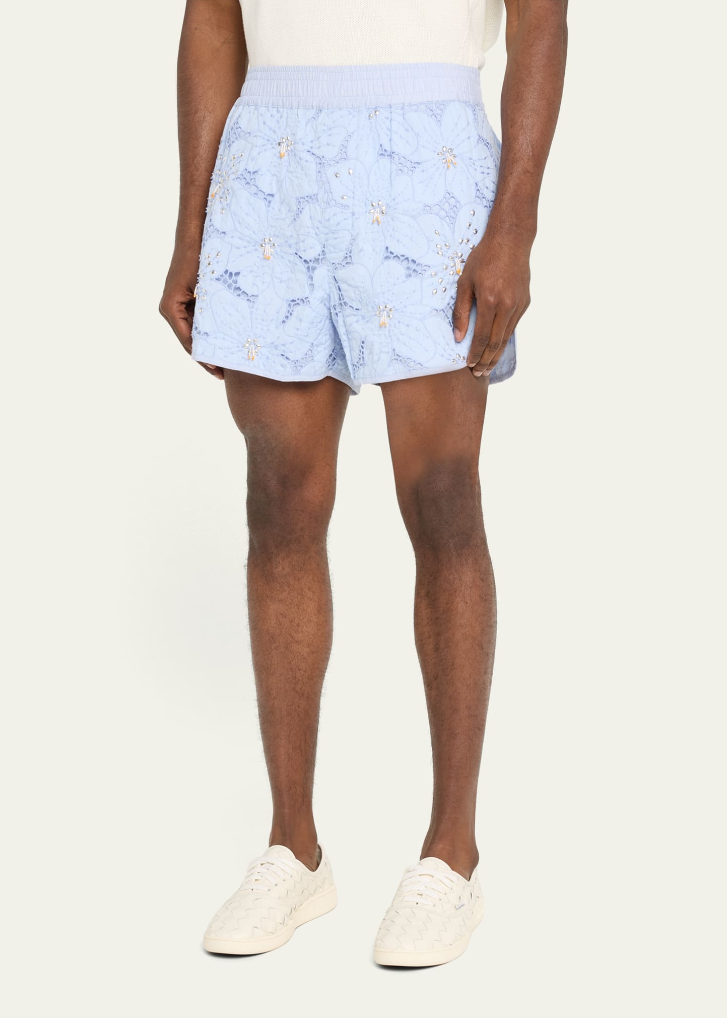 Men's Embellished Floral Lace Running Shorts - 4