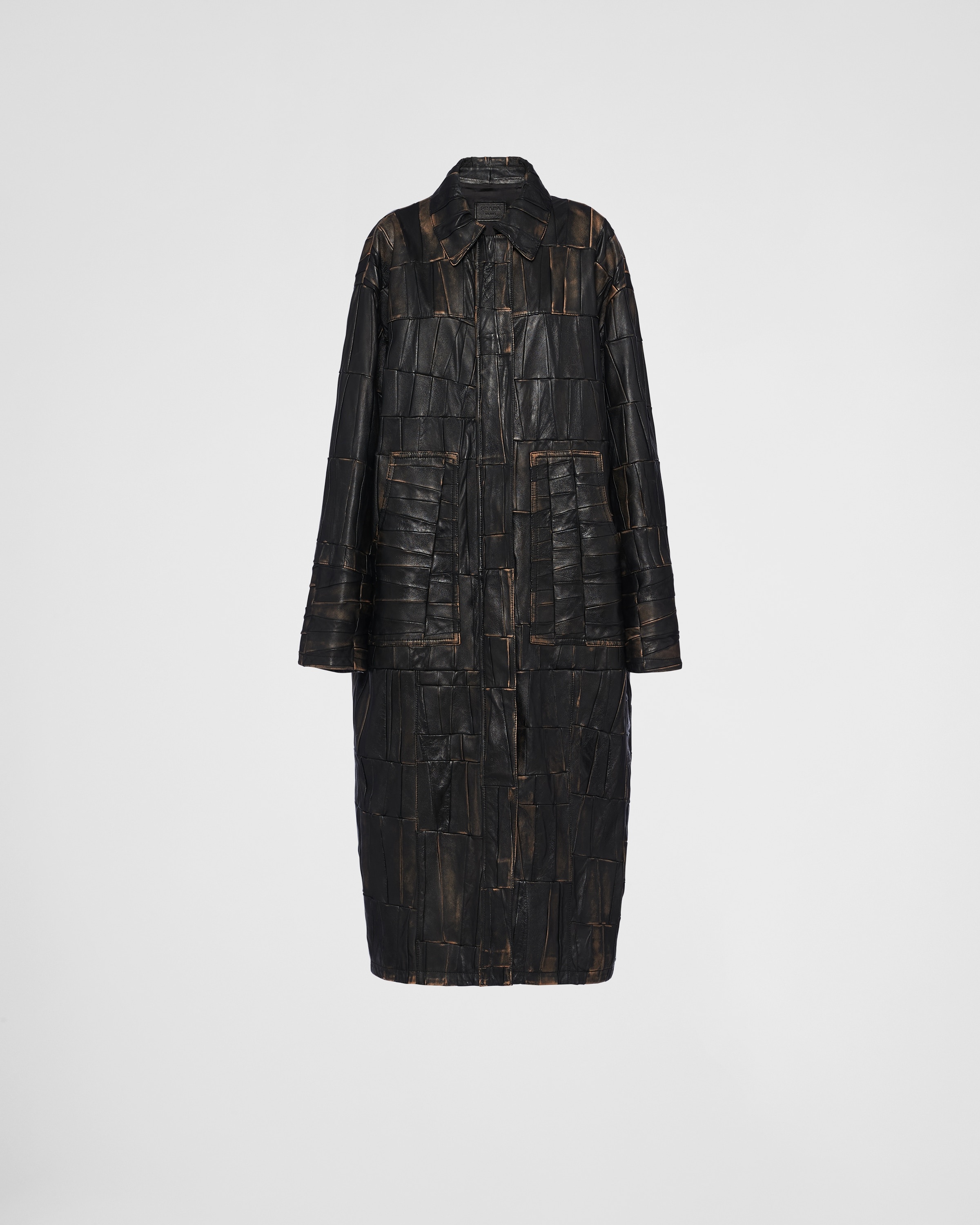 Nappa leather patchwork coat - 1
