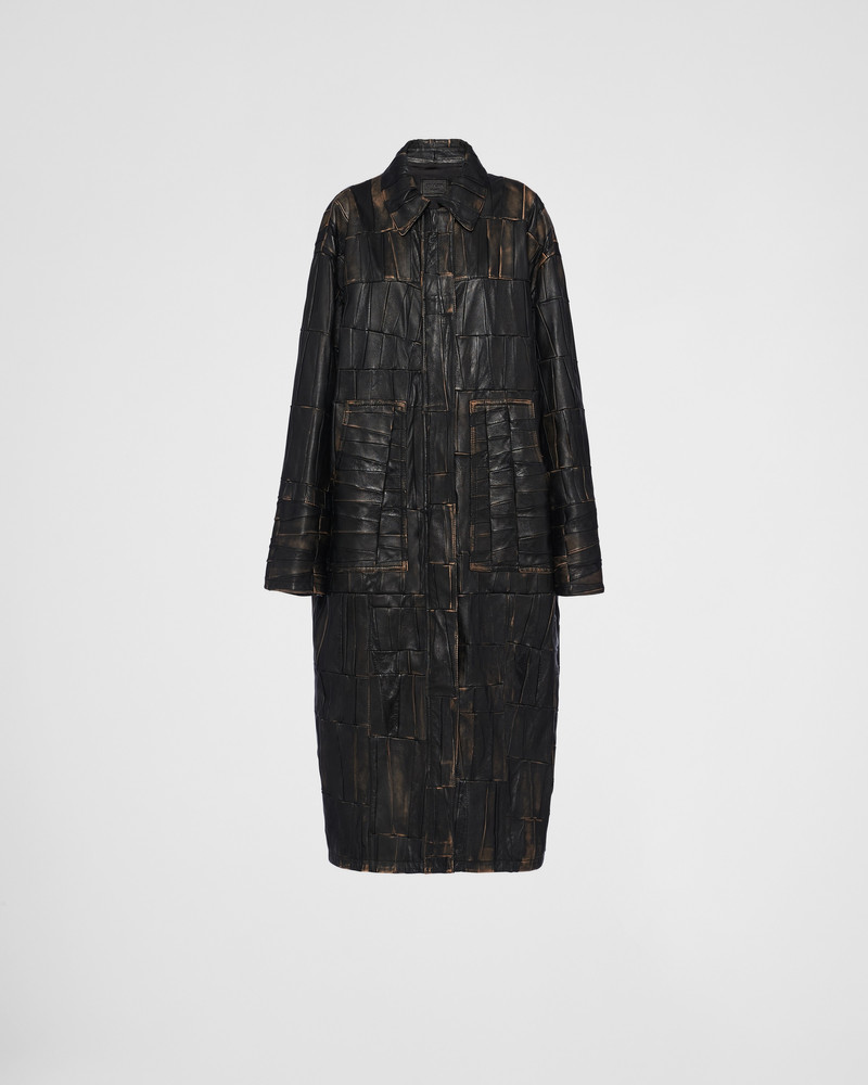 Nappa leather patchwork coat 1