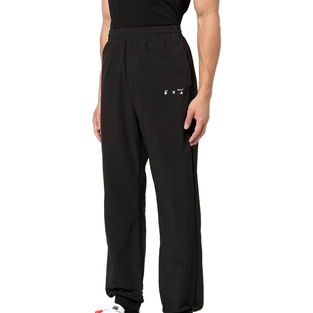 Men's Off-White FW22 Logo Printing Bundle Feet Sports Pants/Trousers/Joggers Black OMCA226C99FAB0011 - 3