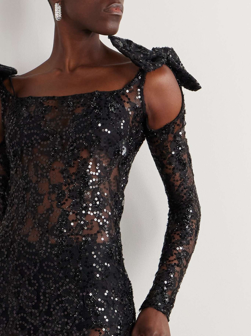 Bow-embellished 컷 아웃 sequined 레이스 가운 5