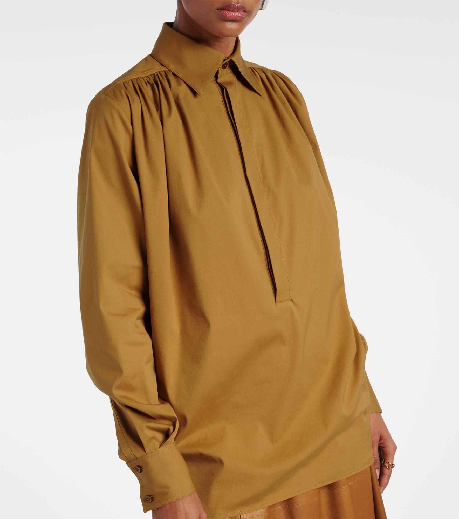 Gathered cotton-blend blouse - 6