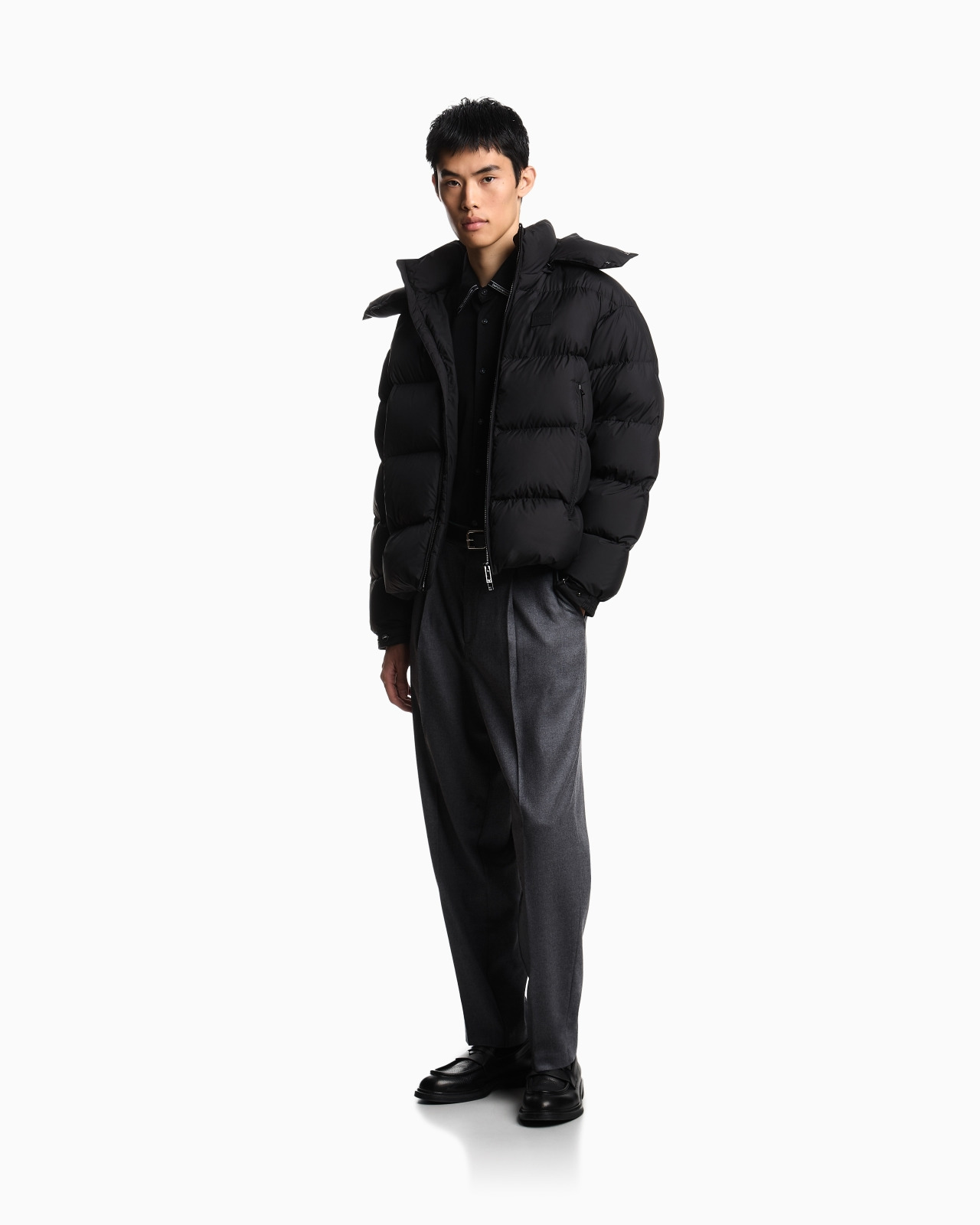 WATER-REPELLENT, QUILTED RIPSTOP NYLON HOODED DOWN JACKET - 2