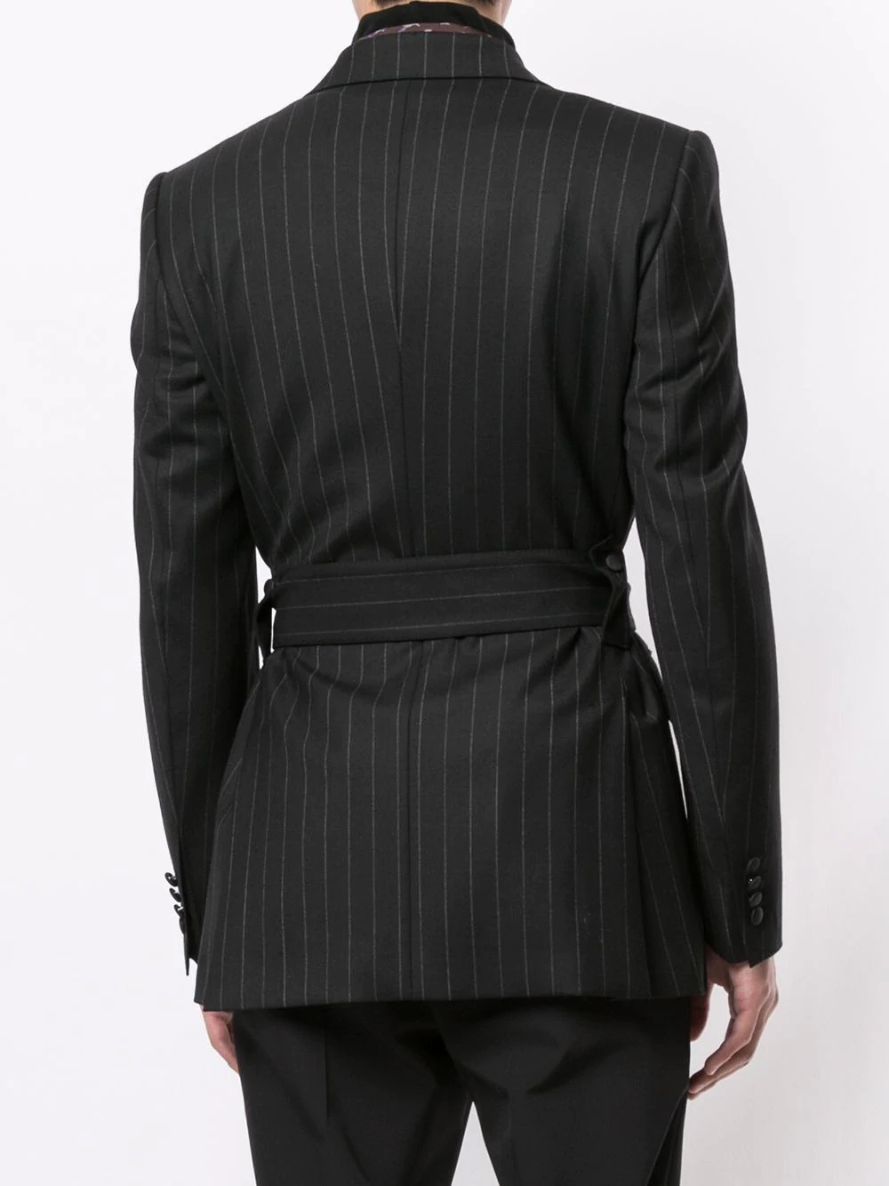 pinstripe tied waist blazer - 4